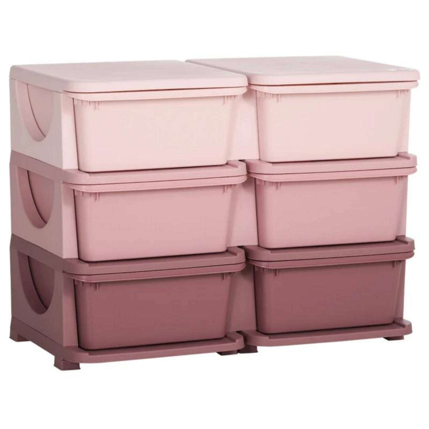 Opbergboxen - Ladekast met opbergdoos - Speelgoed organizer - Speelgoedkast - Roze - 75L x 37B x 56,5H cm