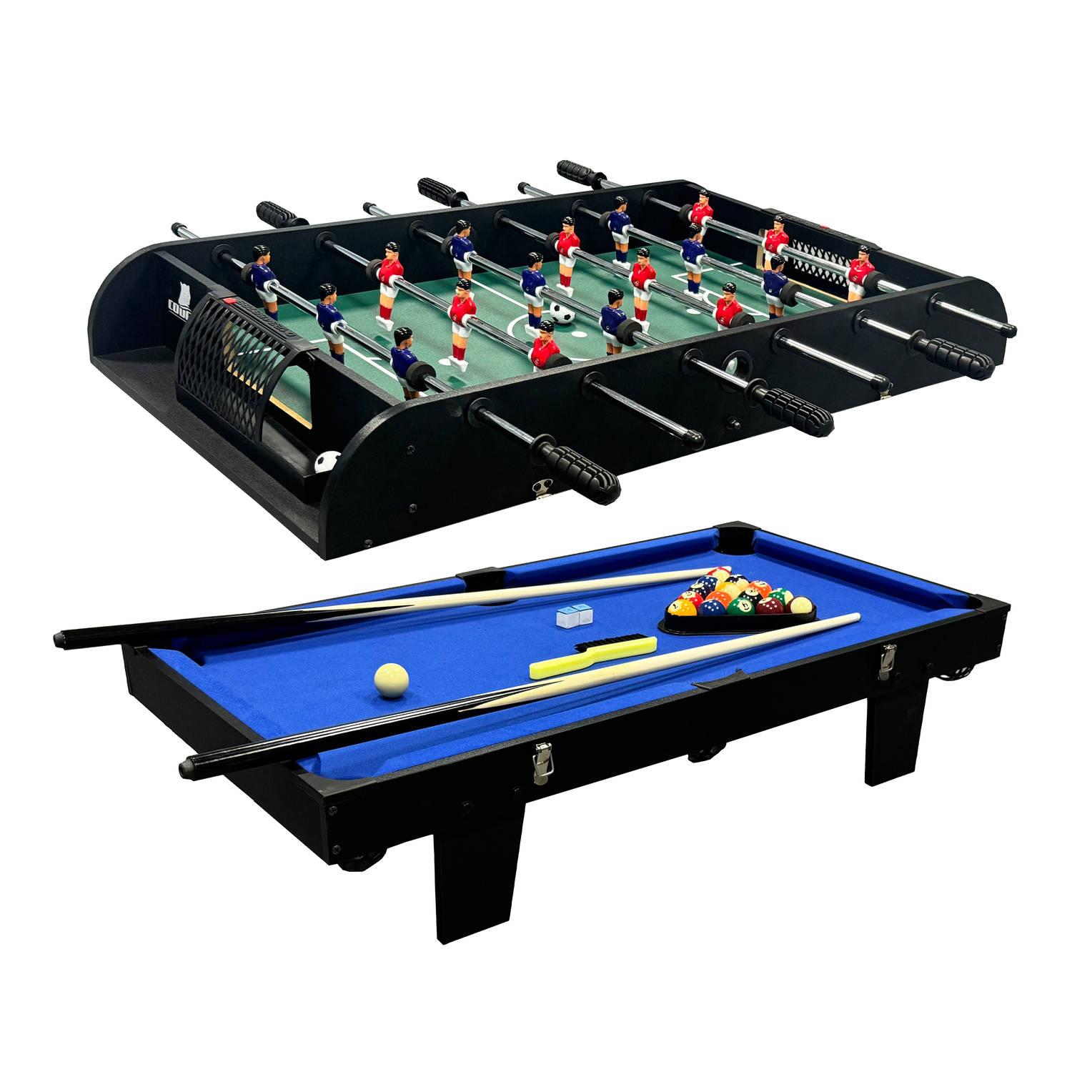 Cougar All-in-One 2-in-1 Multi speeltafel groen / blauw, Pooltafel & Voetbaltafel Mini multitafel