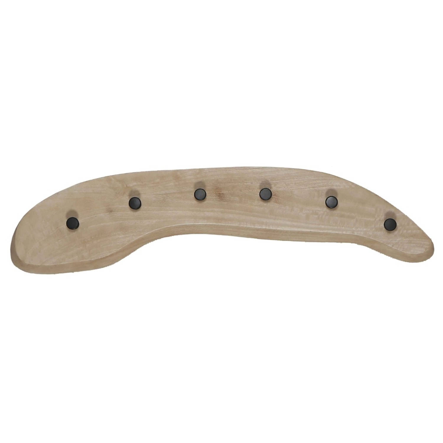 Wandkapstok Naturel Mangohout - 6-Haken - 100x4x24cm - Wenkie - Giga Meubel