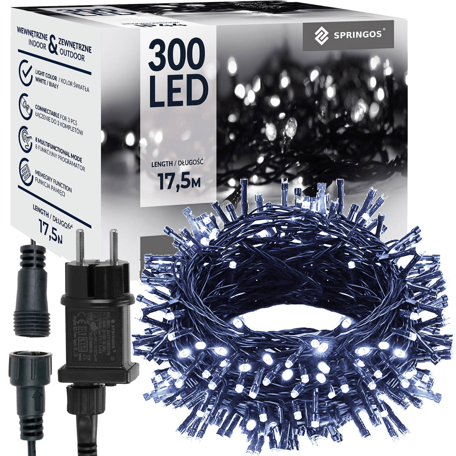 Springos Kerstverlichting 15 m 300 LED Koel Wit