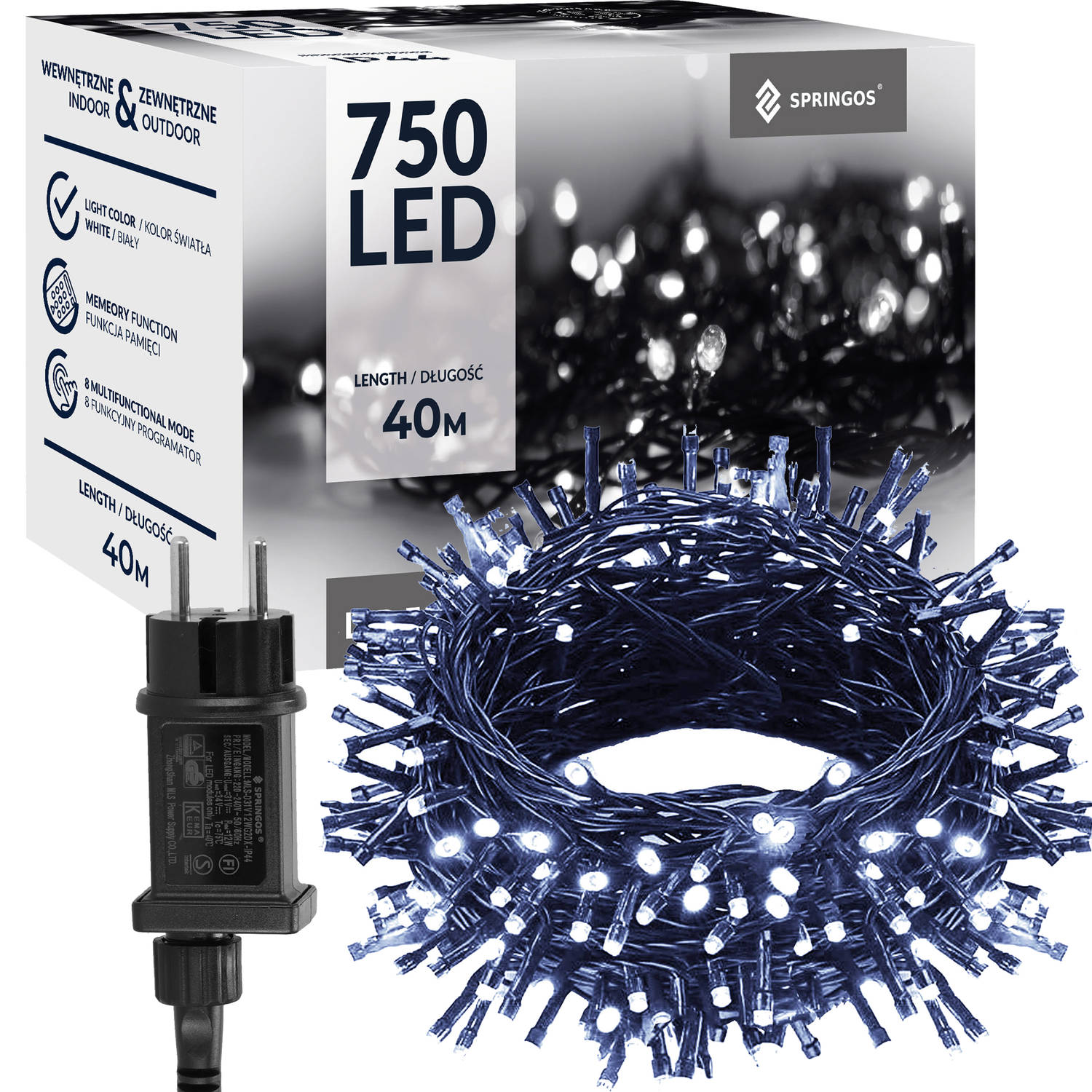 Springos Kerstverlichting 37,5 m 750 LED Koel Wit