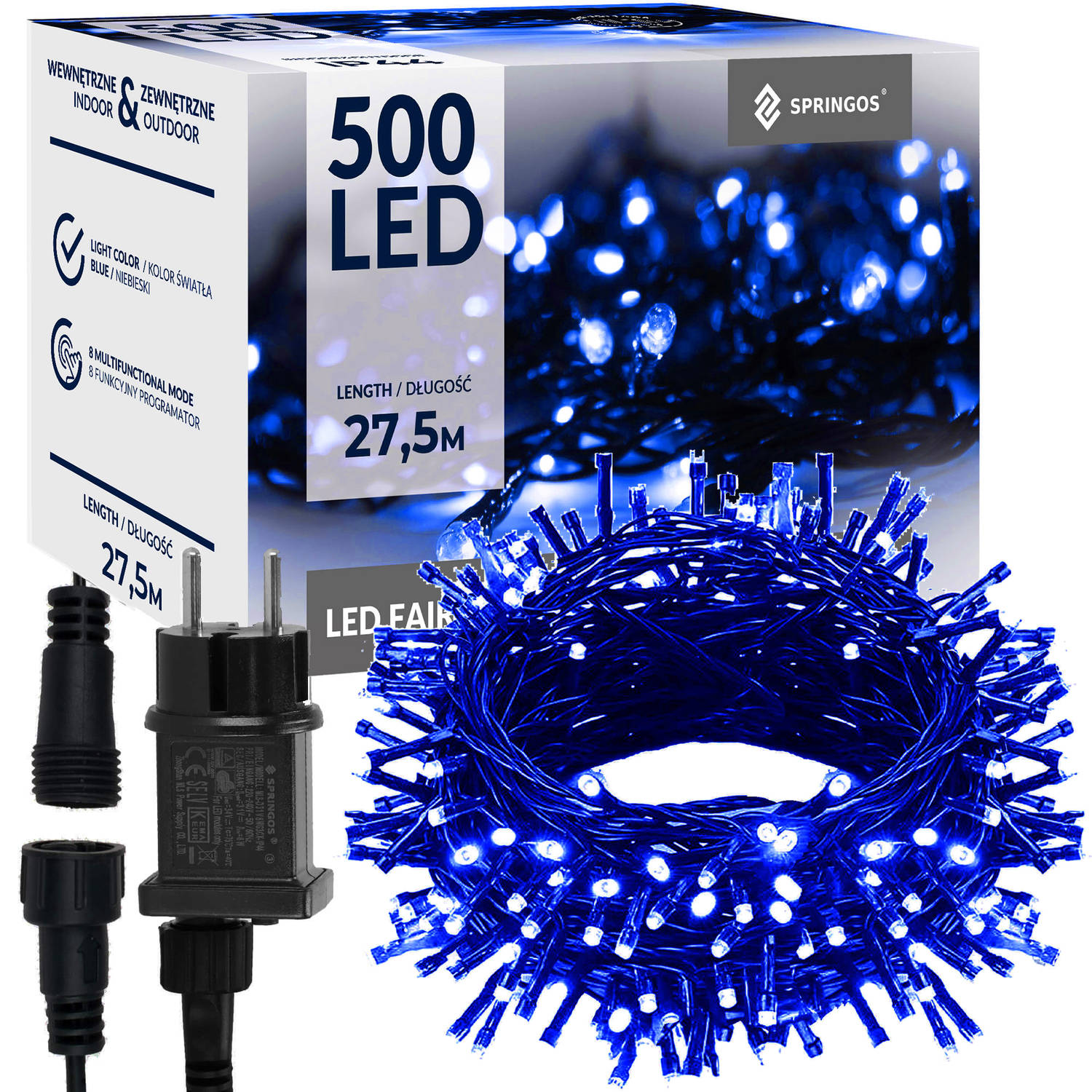 Springos Kerstverlichting 25 m 500 LED Blauw