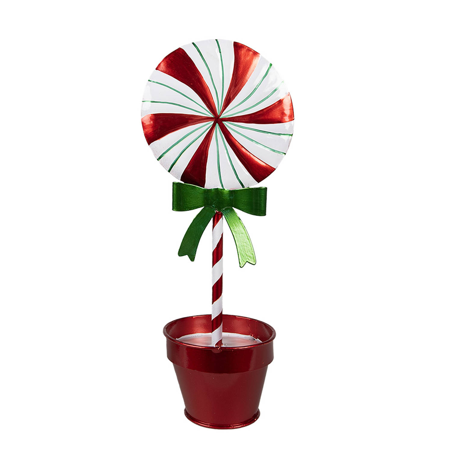 Clayre & Eef Kerstdecoratie Lolly 12x9x31 cm Rood Metaal