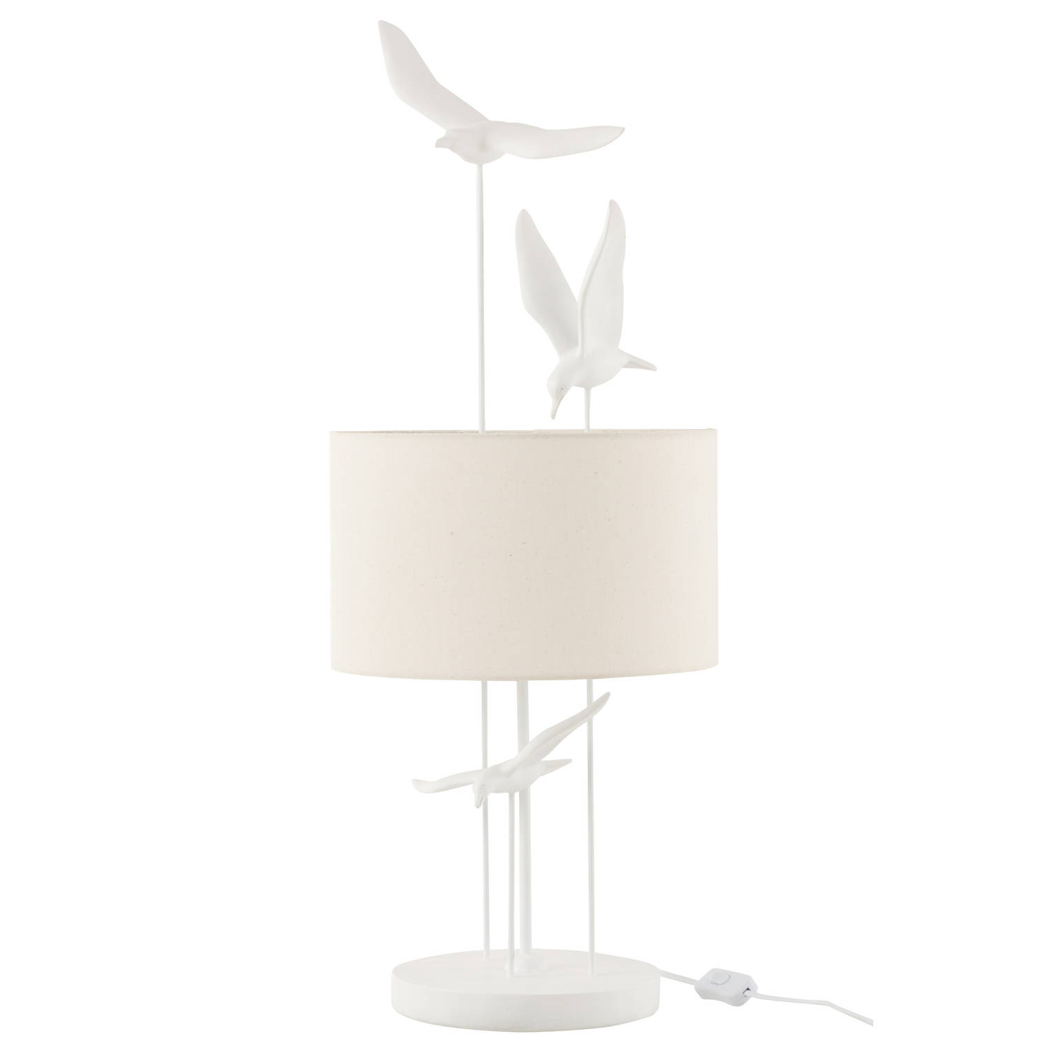 J-line - Tafellamp Vogels Poly Wit/beige - 30.5x30.5x79cm