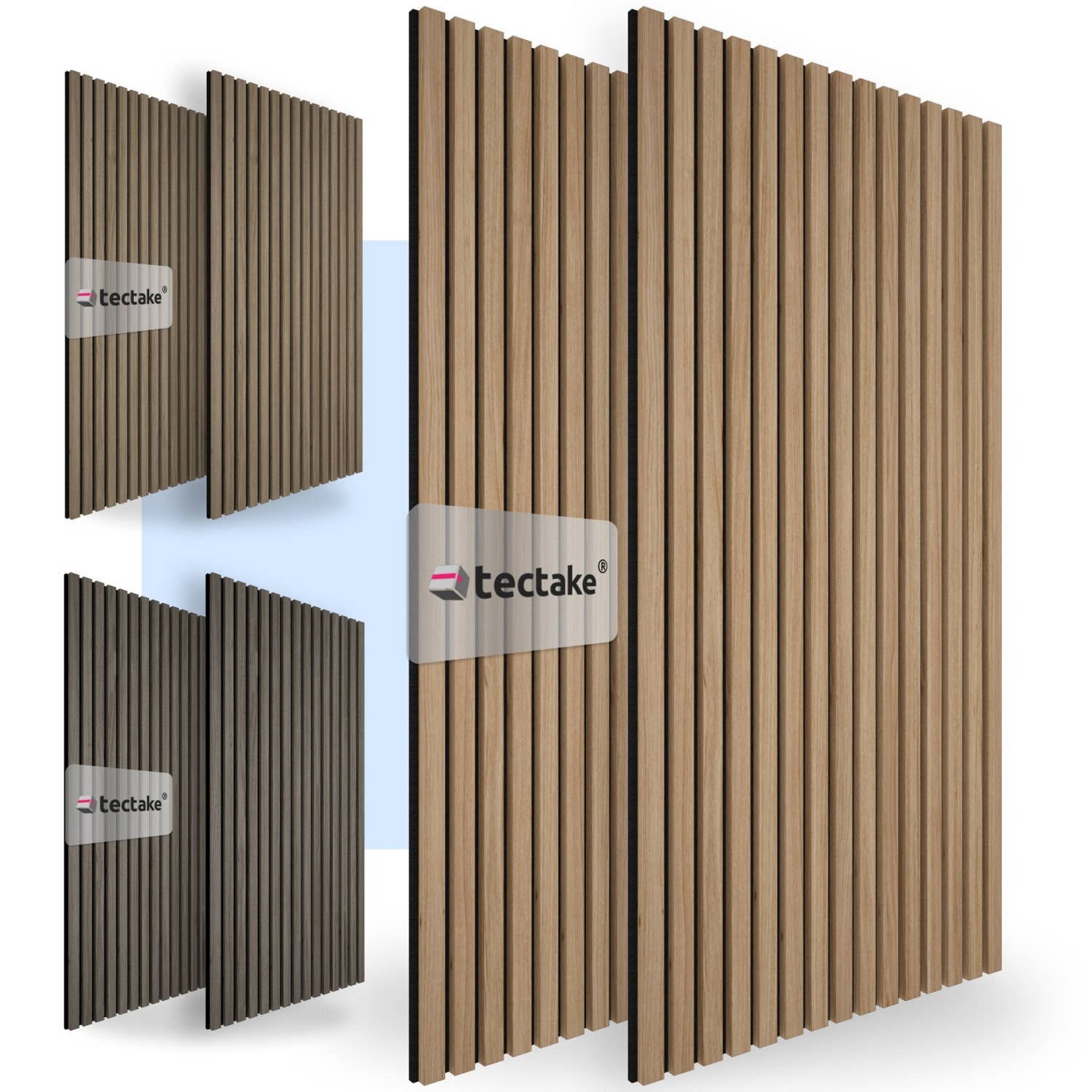 tectake® Set van 2 akoestische panelen Sonic Wall licht hout, Sonoma eiken - Geluidsabsorberend paneel - Geluidsdemping