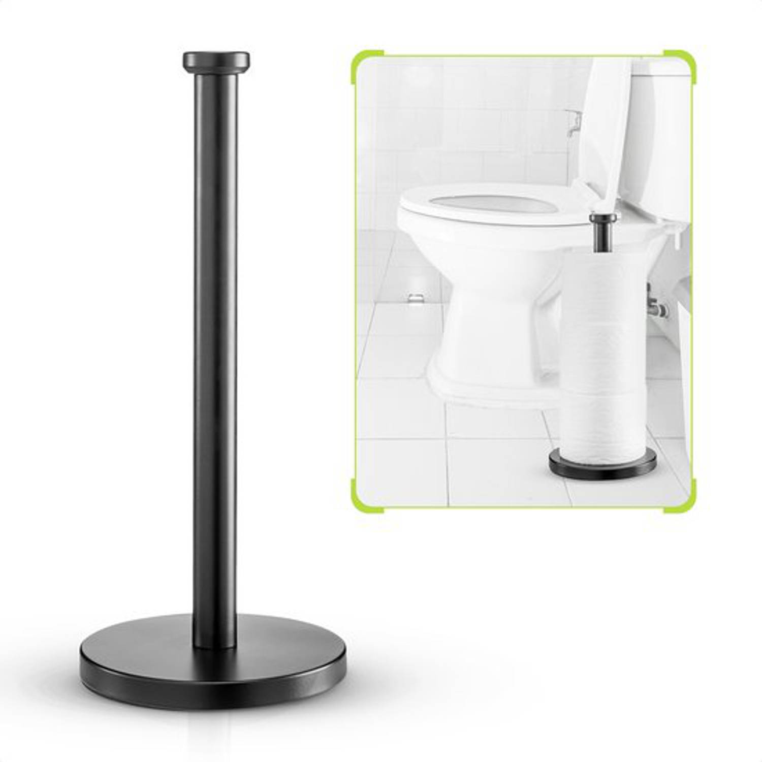 WC Rolhouder Staand Reserverolhouder Zwart Toiletbutler Keukenrolhouder Staand