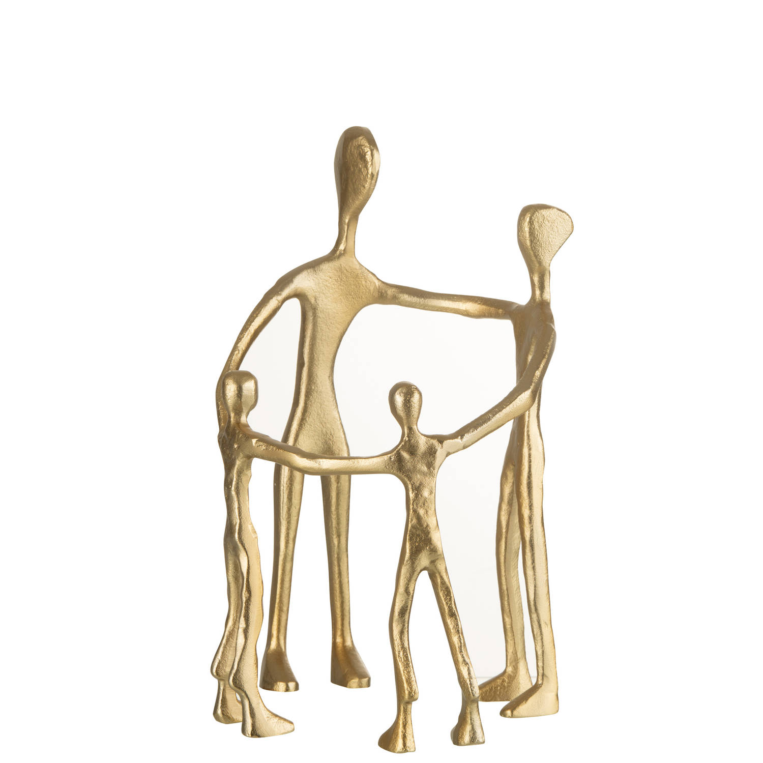 J-line - Figuur Familie Kring Aluminium Goud - 20x21x31cm