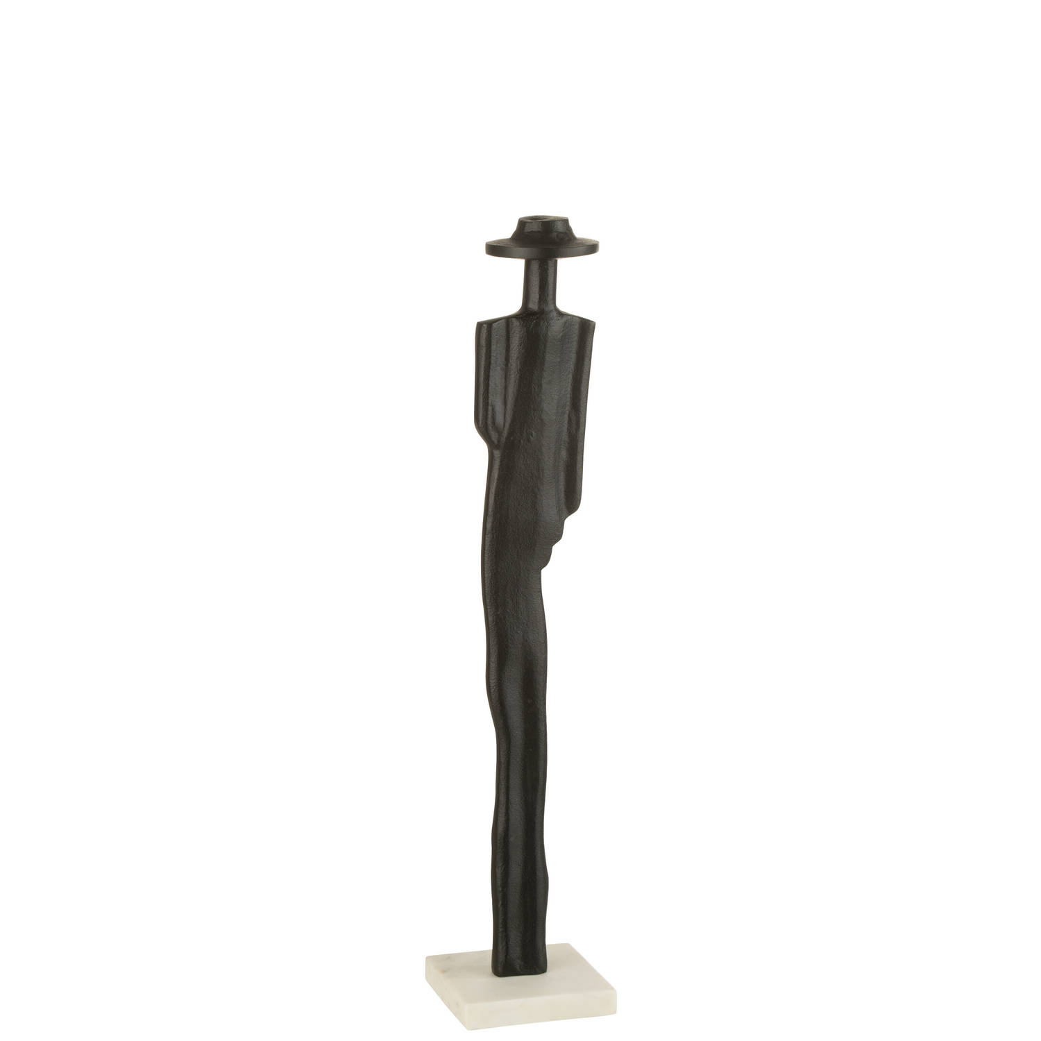 J-line - Figuur Persoon Aluminium/marmer Zwart/wit Small - 10.5x10.5x52cm