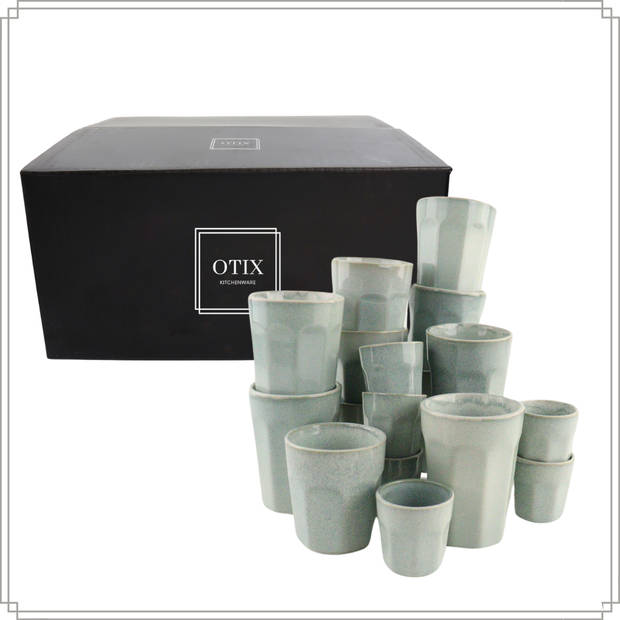 OTIX Koffiekopjes - zonder Oor - Set van 18 - Espresso - Koffie - Cappuccino - Kopjes - 80ml - 300ml - 400ml - ELM