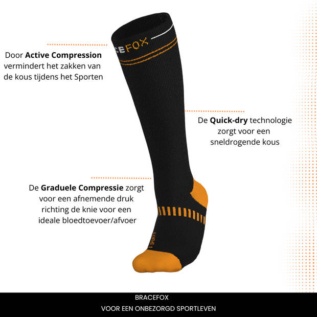 Bracefox® Sport Compressiekousen 'ErgoSox' S (Maat 36-38) Voor Heren & Dames