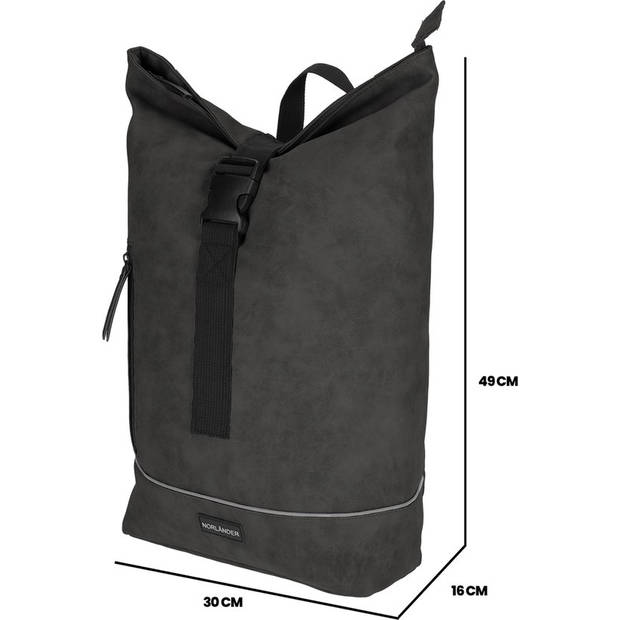 Norlander compacte rolltop rugzak - 23 Liter - Nubuck - 30 x 16 x 49 cm - Grijs