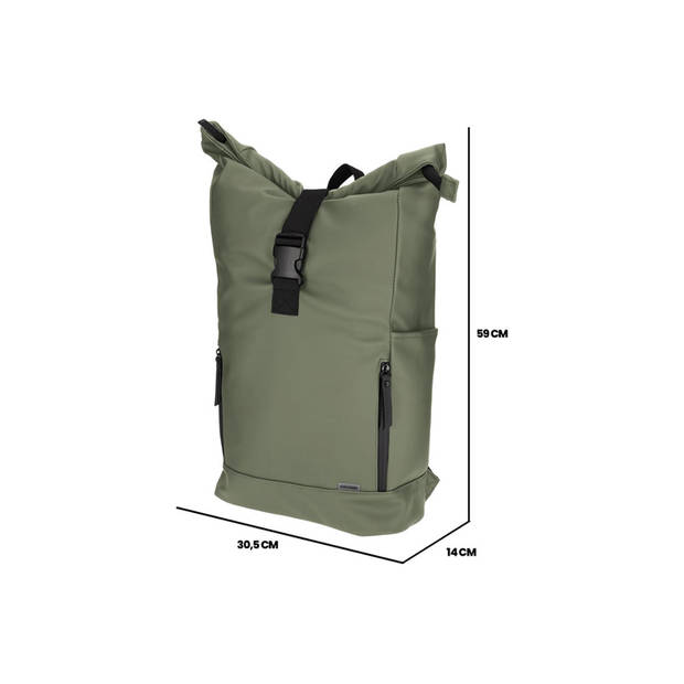 Norlander Rolltop fietsrugzak 25L - Vegan Dull PU - 30,5 x 14 x 59 cm - Groen