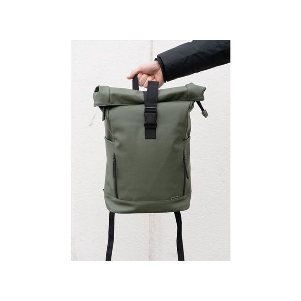 Norlander Rolltop fietsrugzak 25L - Vegan Dull PU - 30,5 x 14 x 59 cm - Groen