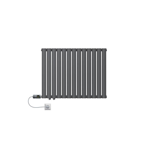 Badkamerradiator Enkellaags Horizontaal 600x780 mm Antraciet met zijaansluiting LuxeBath