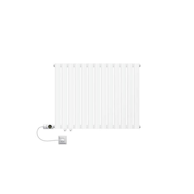 Paneelradiator horizontaal enkellaags met ovale buizen 600x780 mm wit met zijaansluiting LuxeBath