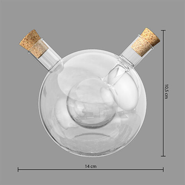 Secret de Gourmet Azijn/Olie flessen tafelset - glas - bolvorm - olijfolieflessen - Olie- en azijnstellen