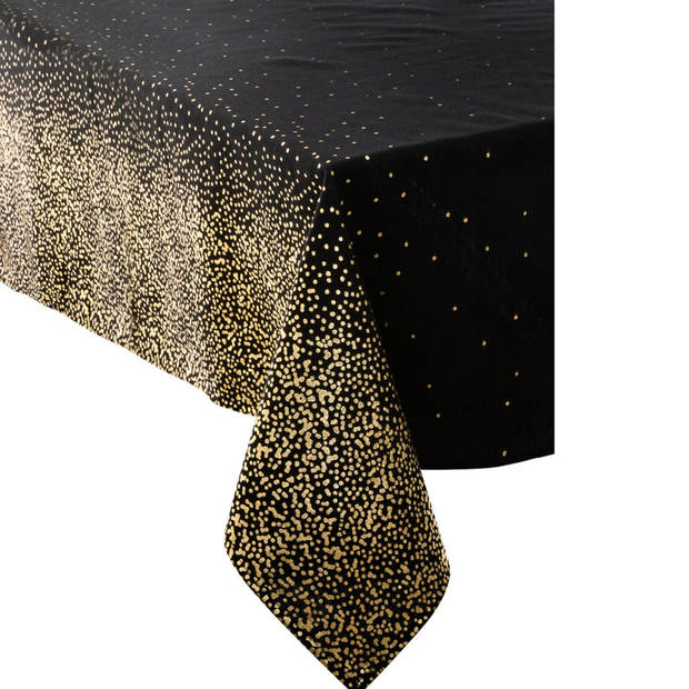 Feeric Lights & Christmas Kerst tafelkleed - zwart/goud - 140 x 360 cm - Tafellakens