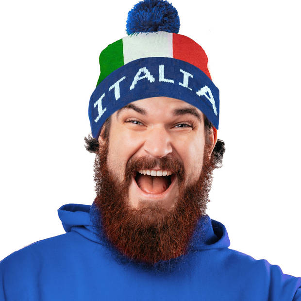 Funny Fashion Verkleed muts - Supporters Italie - voor volwassenen - in vlag kleuren - polyester - Verkleedhoofddeksels