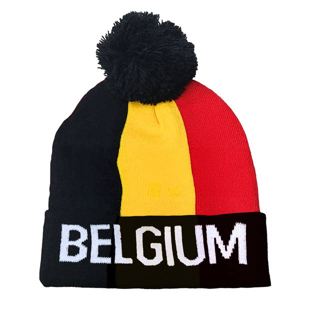 Funny Fashion Verkleed muts - Supporters Belgie - voor volwassenen - in vlag kleuren - polyester - Verkleedhoofddeksels