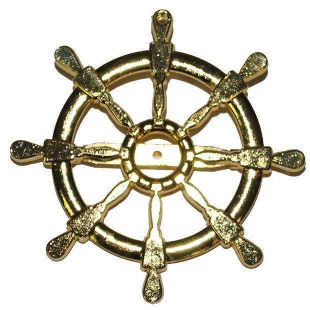 Gouden roer zeeman broche 7 cm - Verkleedattributen