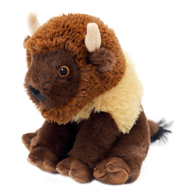 Nature Planet Knuffeldier Bizon - zachte pluche stof - bruin - kwaliteit knuffels - 18 cm - Knuffeldier