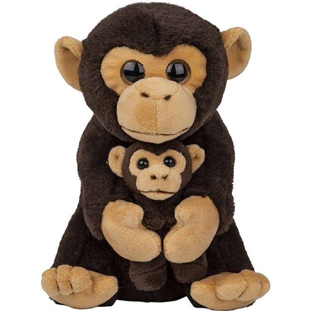 Pluche familie Chimpansees apen knuffels van 22 cm - Knuffeldier