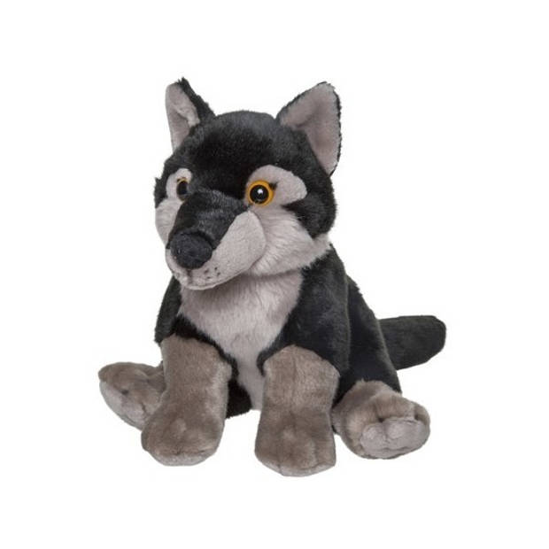 Pluche wolf knuffel zwart 24 cm - Knuffel bosdieren