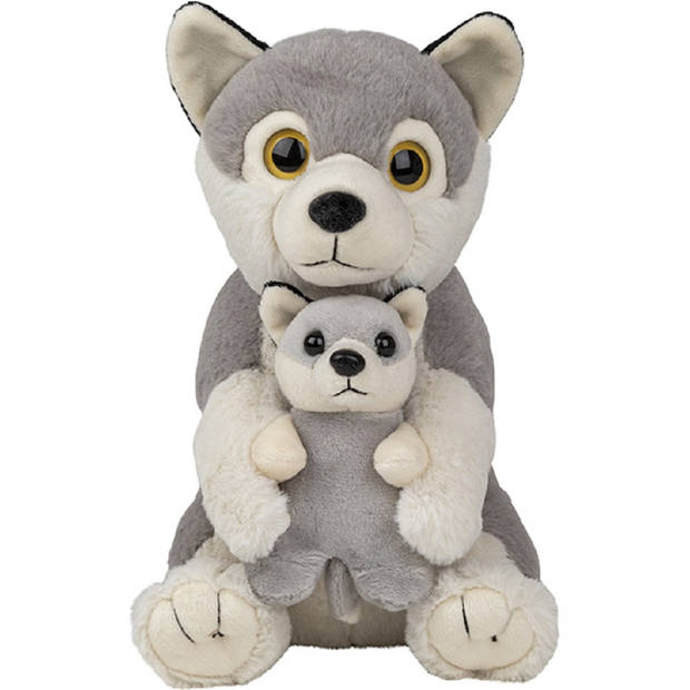 Pluche familie Wolven knuffels van 22 cm - Knuffeldier