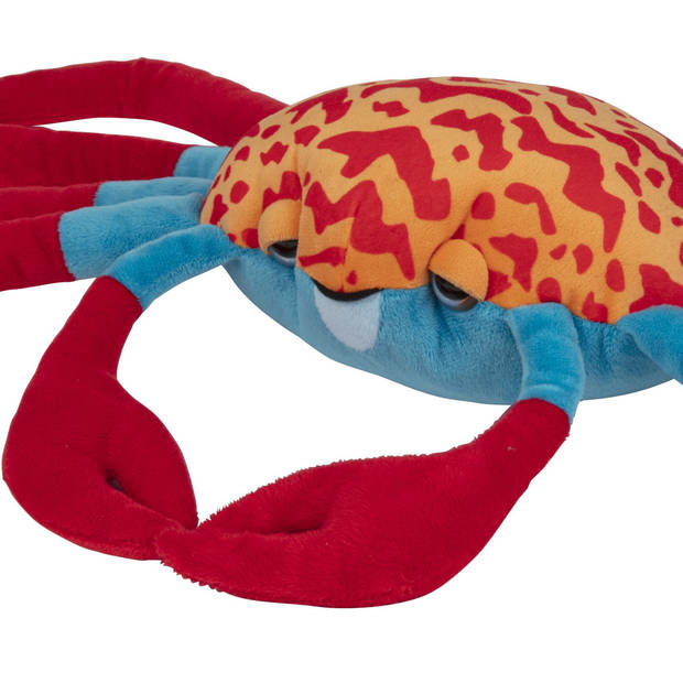 Nature Planet Knuffeldier Krab - pluche stof - premium knuffels - rood/blauw - 65 cm - Knuffel zeedieren