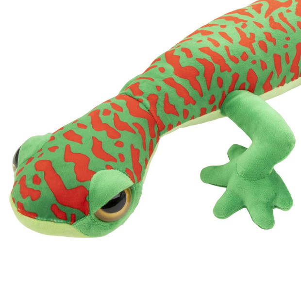 Nature Planet Knuffeldier Gekko Hagedis - pluche stof - premium knuffels - groen/rood - 112 cm - Knuffeldier