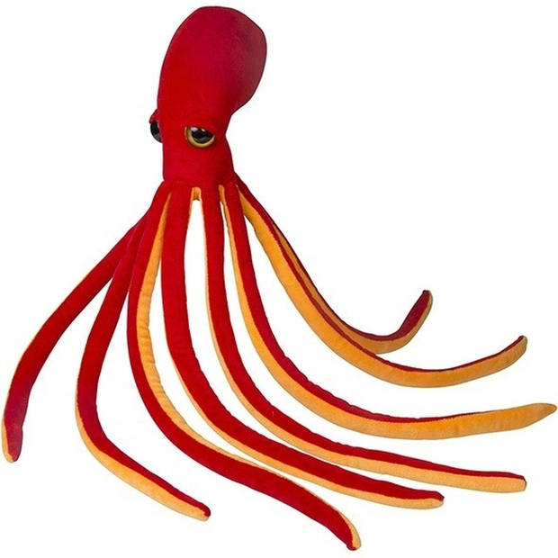 Nature Planet Pluche octopus/inktvis knuffel - 100 cm - rood - Knuffel zeedieren