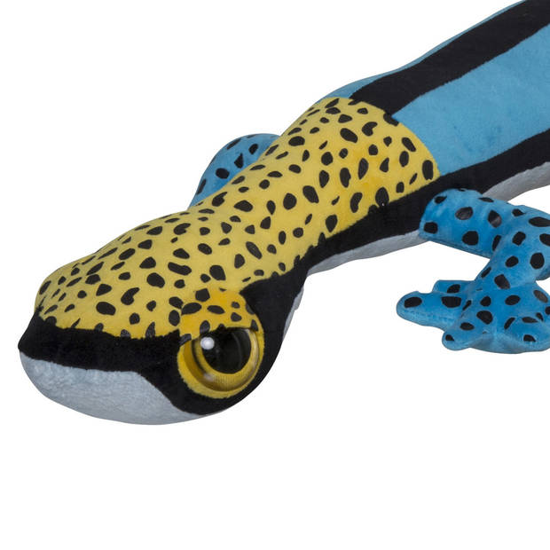 Nature Planet Knuffeldier Gekko Hagedis - pluche stof - premium knuffels - blauw/geel - 112 cm - Knuffeldier