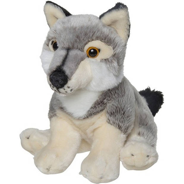 Grijze wolven knuffels 22 cm knuffeldieren - Knuffel bosdieren