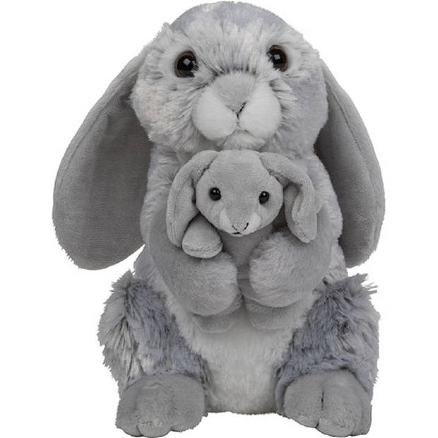 Nature Planet Pluche familie Konijnen knuffels - 22 cm - moeder/kind - Knuffeldier