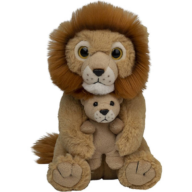 Wild Republic pluche knuffeldier Leeuw met jong - 22 cm - bruin - Family dieren - Knuffeldier