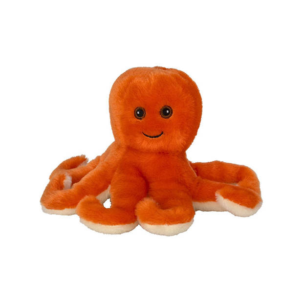 Nature Planet Pluche knuffel octopus/inktvis - 18 cm - oranje - Knuffeldier