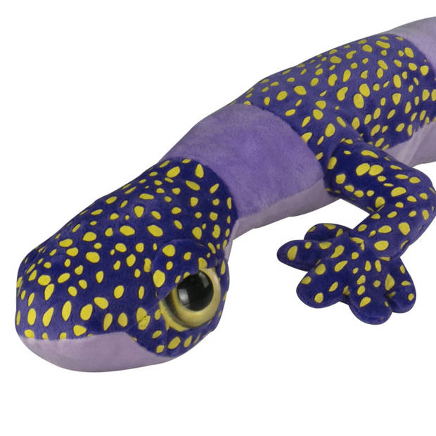 Nature Planet Knuffeldier Gekko Hagedis - pluche stof - premium knuffels - paars/zwart - 112 cm - Knuffeldier