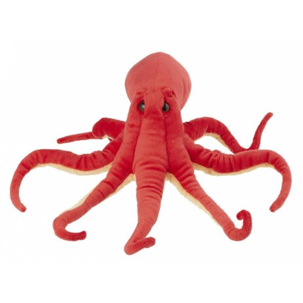 Nature Planet pluche knuffeldier - Octopus/Intvis - rood - 32 cm - zeedieren - Knuffel zeedieren