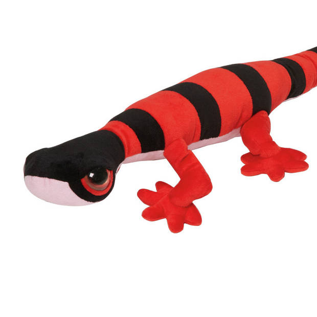 Nature Planet Knuffeldier Gekko Hagedis - zachte pluche stof - premium knuffels - rood/zwart - 112 cm - Knuffeldier