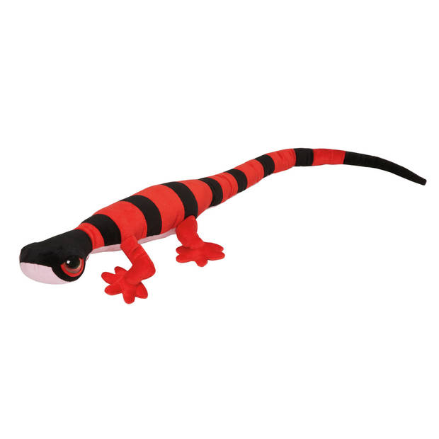 Nature Planet Knuffeldier Gekko Hagedis - zachte pluche stof - premium knuffels - rood/zwart - 112 cm - Knuffeldier