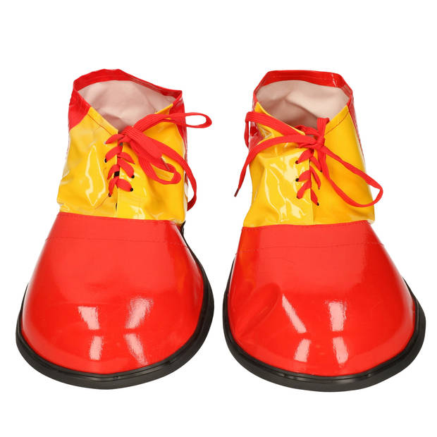 Grote fun verkleed Clown schoenen - geel met rood - one size - Verkleedschoenen