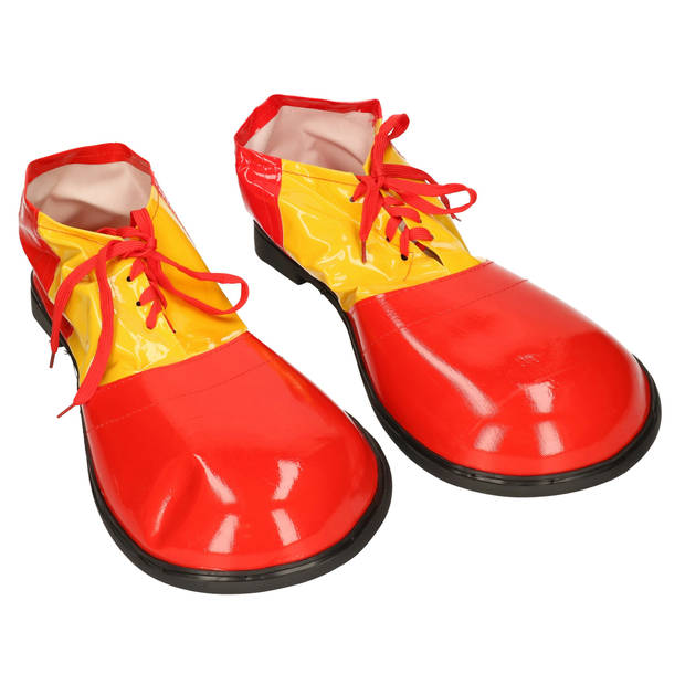 Grote fun verkleed Clown schoenen - geel met rood - one size - Verkleedschoenen