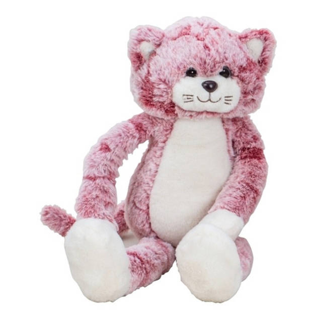 Pluche kat/poes knuffel - extra lange armen en benen - roze - 50 cm - Knuffel huisdieren