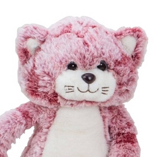 Pluche kat/poes knuffel - extra lange armen en benen - roze - 50 cm - Knuffel huisdieren