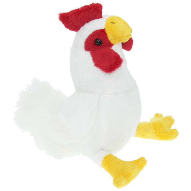 Pluche kip knuffel - 20 cm - multi kleuren - met 2x gele kuikens 7 cm - kippen familie - Vogel knuffels