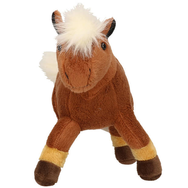 Pluche bruine paarden knuffel 26 cm speelgoed - Knuffel boederijdieren