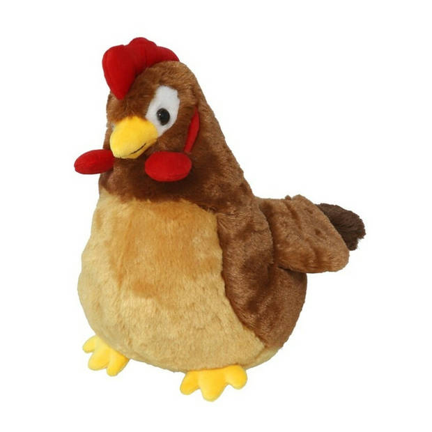 Gerimport Pluche kip en haan knuffel - 2x - 20 cm - boederijdieren kippen knuffels - Vogel knuffels