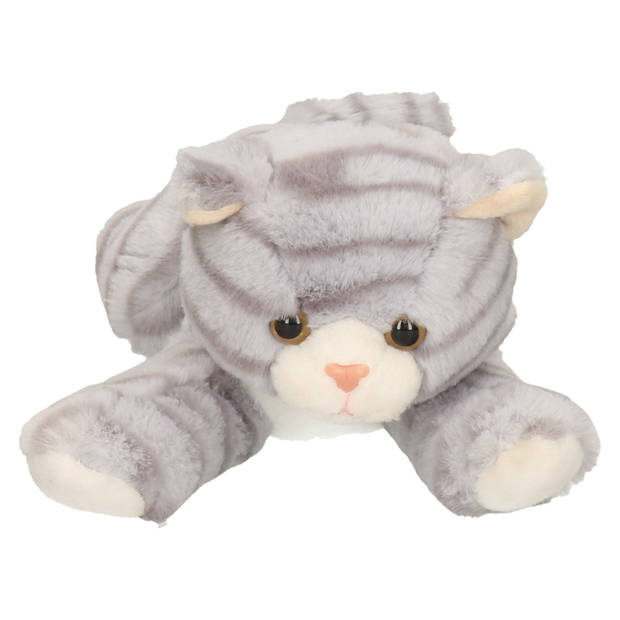 Pluche speelgoed poes/kat knuffeldier grijs 25 cm - Knuffel huisdieren