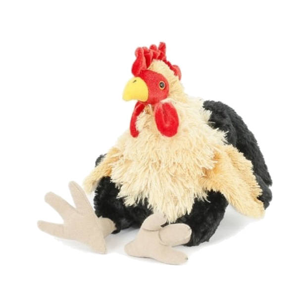 Pluche kip knuffel - 23 cm - multi kleuren - met 2x gele kuikens 7 cm - kippen familie - Vogel knuffels