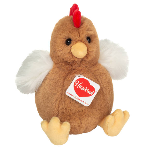 Pluche kip knuffel - 18 cm - multi kleuren - met 10x kuikens 5 cm - kippen familie - Vogel knuffels